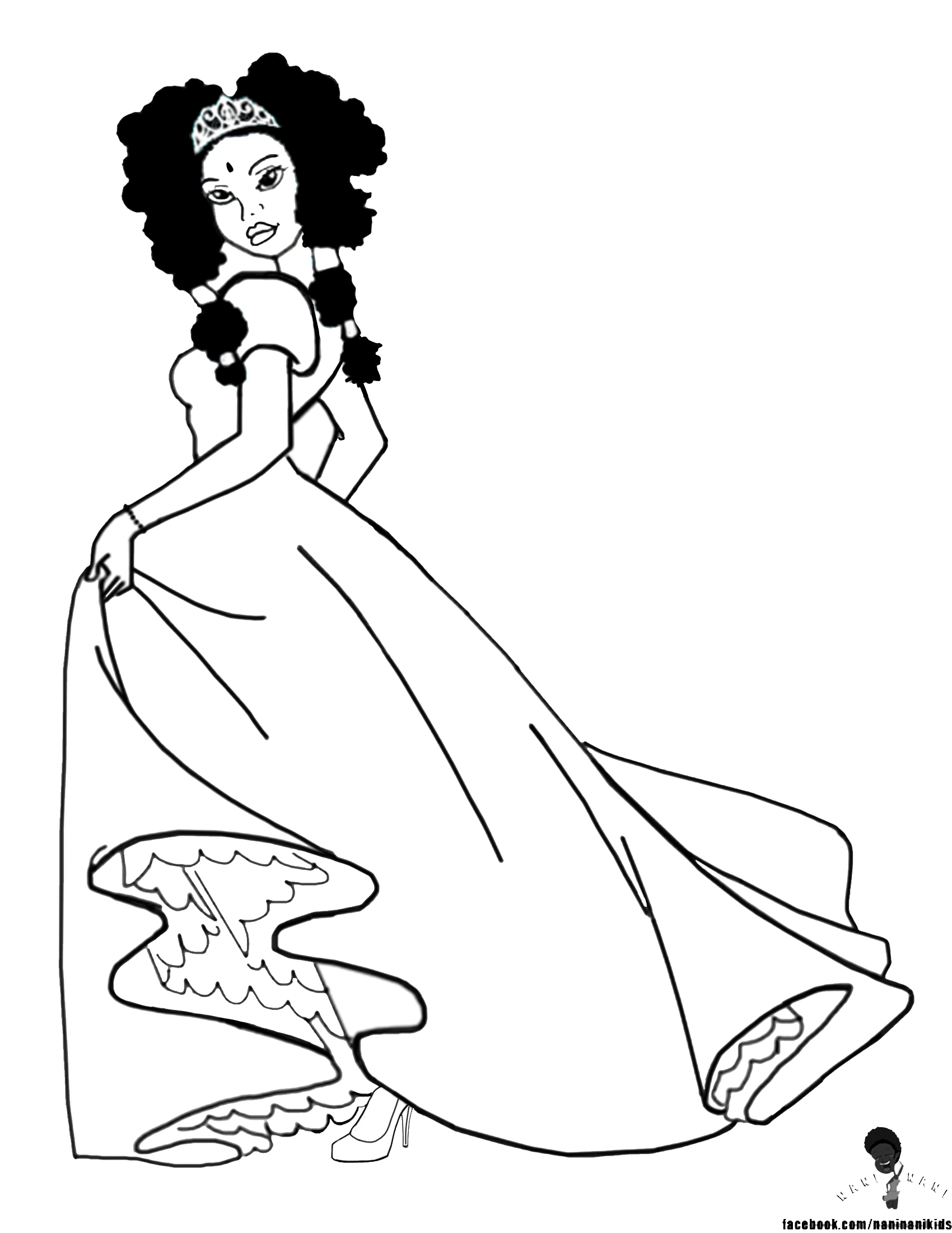 African American Princess Coloring Pages 1